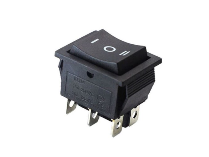 Kolébkový vypínač s nulovou polohou 30 x 22 mm, 15A, 250V