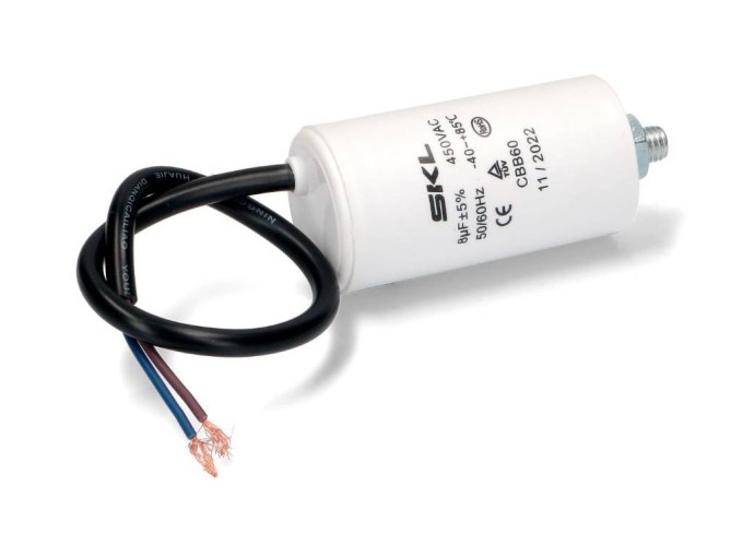 Rozbehovo kondenzátor 8.0 uF 450V CBB60 SKL s káblom 25 cm