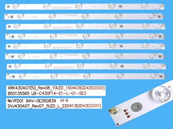 Sada LED podsvietenia 855mm pre TV ChangHong a Hitachi - 8 kusov