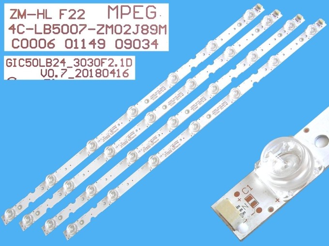 LED podsvit 458mm pre TCL a Thomson - sada 4 pásikov
