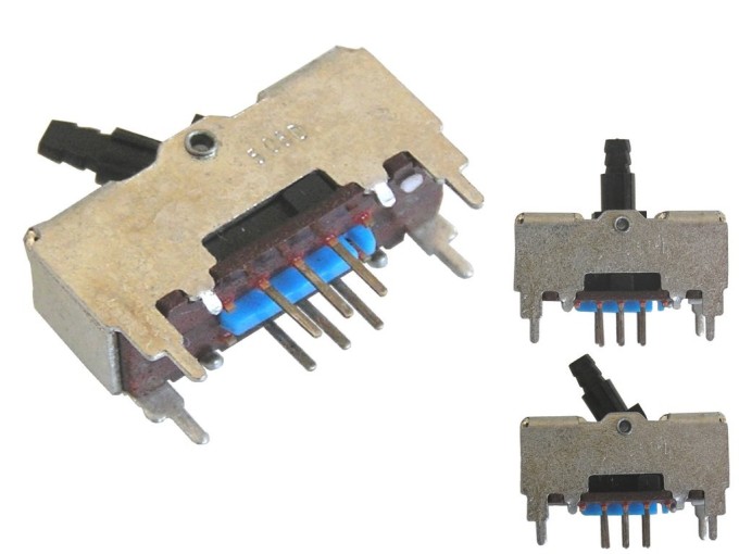 Dvojsmerový prepínač ALPS pre rádiomagnetofóny, 2 sekcie, 2 x 3 piny
