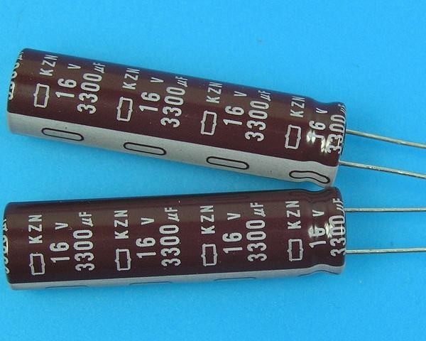 Nippon KZN Kondenzátor 3300uF/16V 105°C - Nízka ESR, Dlhá životnosť