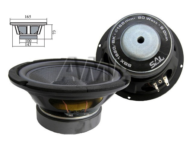 Reproduktor SAL SBX1620/BK 8 Ohm 80W Basový a Stredobasový