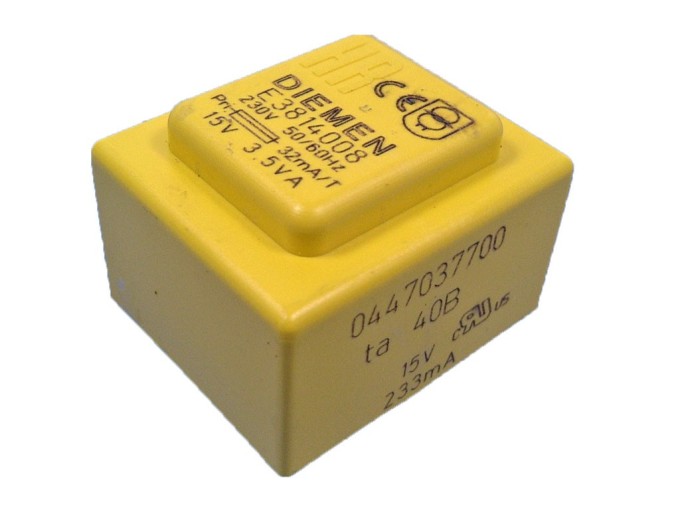 Sieťový transformátor 230V / 15V - 233mA