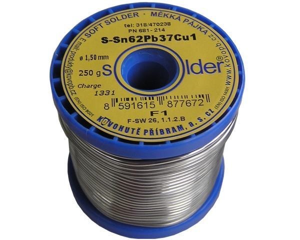 Cín pájka Sn62Pb37Cu1 s medi 1.5mm cívka 250g