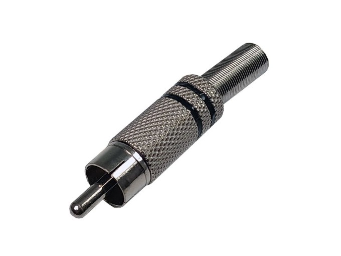 Kovový konektor CINCH RCA strieborný - čierny