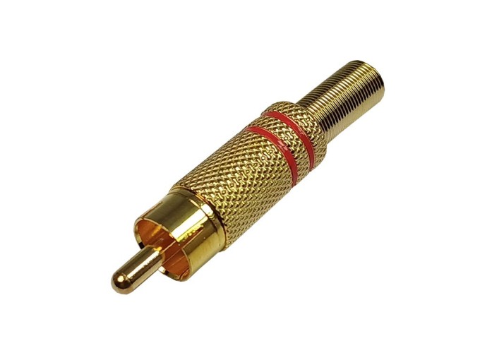 Cinch konektor pozlátený 2x červený pruh