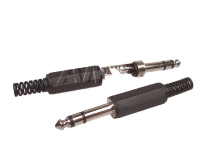 Konektor JACK 6.3mm stereo samec plast