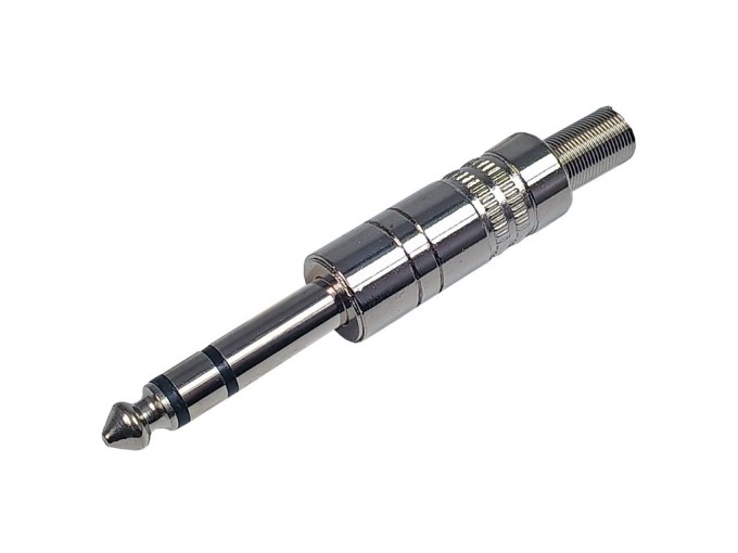 Konektor JACK 6.3mm stereo samček kovový