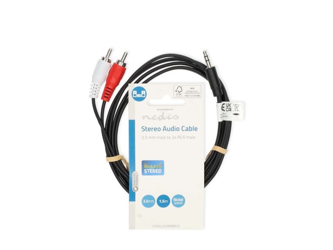 Kábel 3.5mm jack na 2xCINCH 1.5m CAGL22200BK15 Nedis