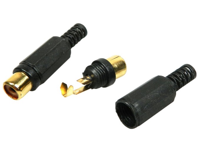Cinch Konektor s Zlatou Koncovkou - čierny