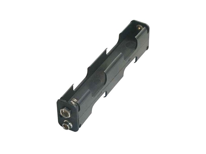 Puzdro na batérie 4x AA - čierne, plastové