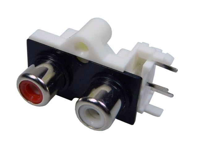 Uhlový konektor CINCH L+R pre plošný spoj