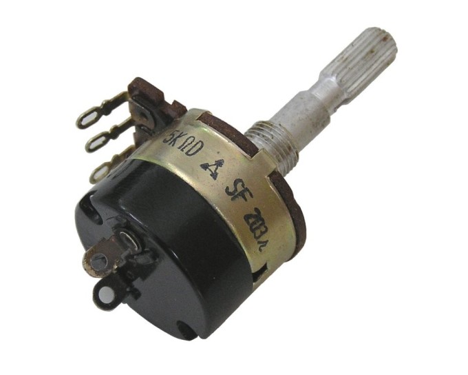 Mono otočný potenciometer 5kΩ s vypínačom a drážkovanou hriadeli 6 x 23mm