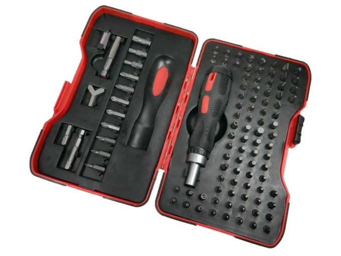 Servisná sada náradia DE 101505, 1/4" račňová rukoväť, 101 dielov