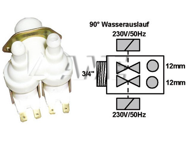 Univerzálny dvojcestný napúšťací ventil 3/4" s výstupy 12mm