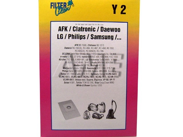 Sáčky do vysávača AFK, CLATRONIC, LG, PHILIPS, SAMSUNG - Y2, 6 ks + motorový filter