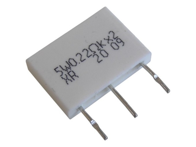 Dvojnásobný axiálny odpor TR5 2x0R22 / 5W RSS5WK-0,22