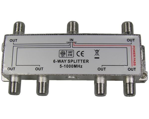 Anténny rozbočovač TV 6 výstupov 1xDC pass RO12
