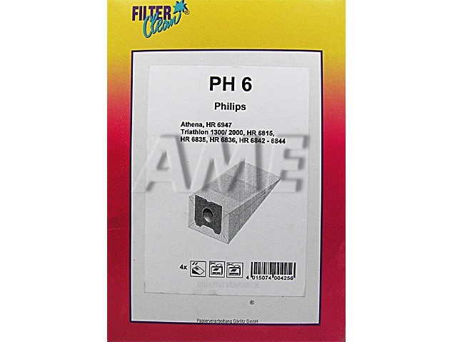 Sáčky do vysávača PHILIPS PH6 - Sada 4 kusov s motorom a mikro filtrom