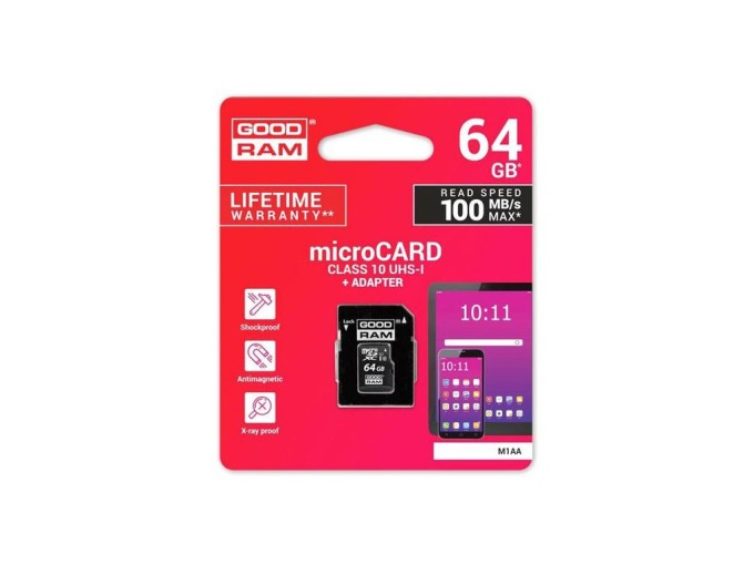 GOODRAM micro SD karta 64 GB s adaptéróm Class 10
