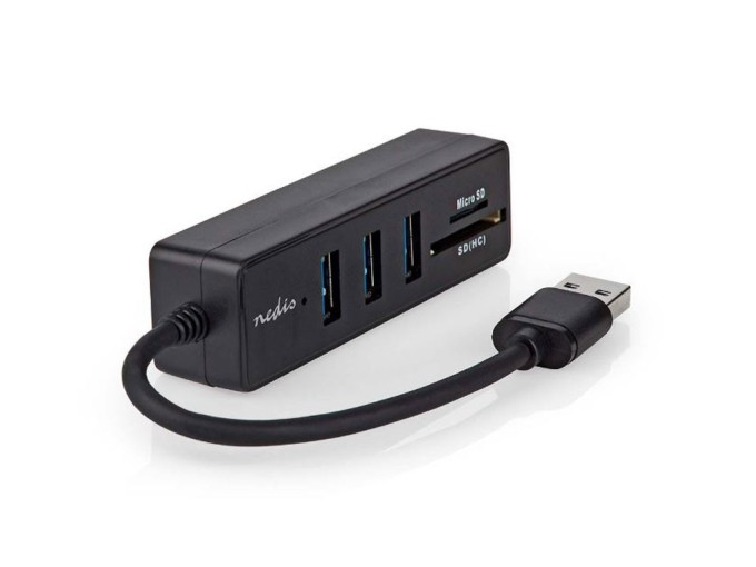 USB Hub 3x USB A 3.2 Gen 1 s čítačkou kariet microSD a SD Nedis