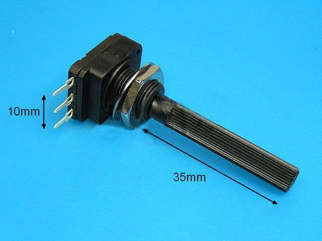 Logaritmický potenciometer 50K mono s plastovou hriadeľou 6mm