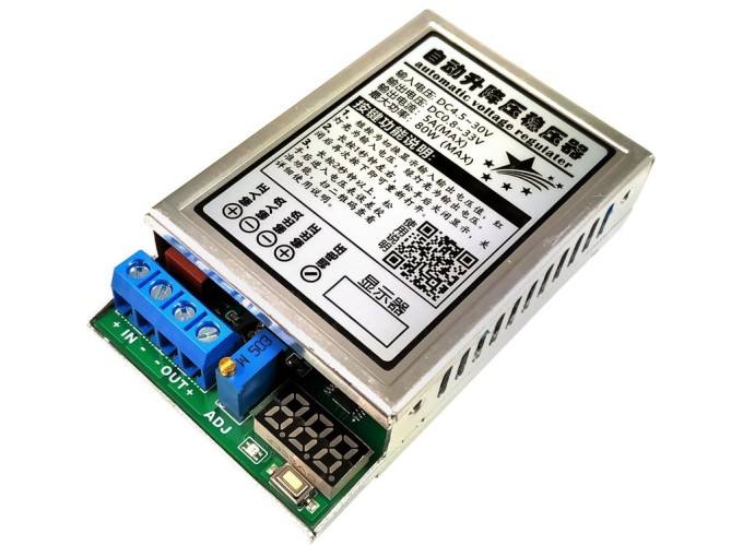Modul nastavitelných zdrojov STEP-DOWN a STEP-UP 5-30V / 0,8-33V / 80W s digitálnym voltmetrom