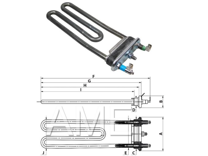 Topené teleso pre práčky Indesit WIDL126 a kompatibilné modely