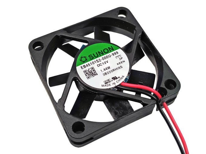 DC axiálny ventilátor 12V, 45x45x10mm, 15,6m3/h, 27dBA, klzné ložisko