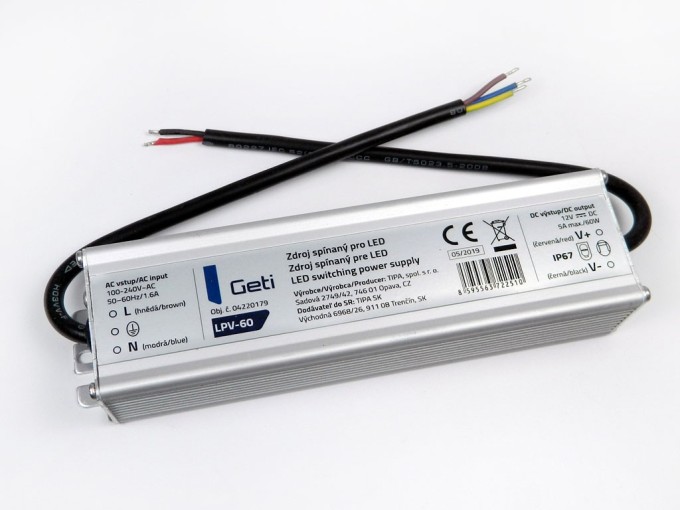 LED napájač 60W 12V / 5A Geti LPV-60