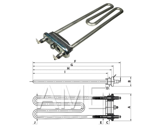 Tepelné teleso práčky MERLONI 1900W 230V 220mm