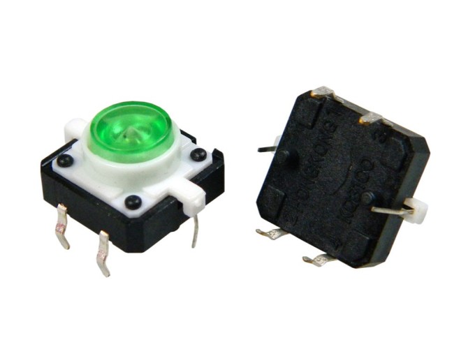 Mikrospínač TACT-24N-F-IG s LED podsvietením