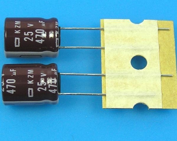 Nippon KZM 470uF/25V 105°C Elektrolytický Kondenzátor - Nízka Impedancia, Dlhá životnosť