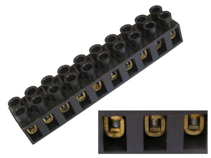 Svorkovnica radová 10 pin - mosadzná, 380V, 25A