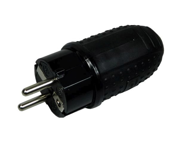 Sieťová gumová vidlica do vlhka IP44 čierna P76