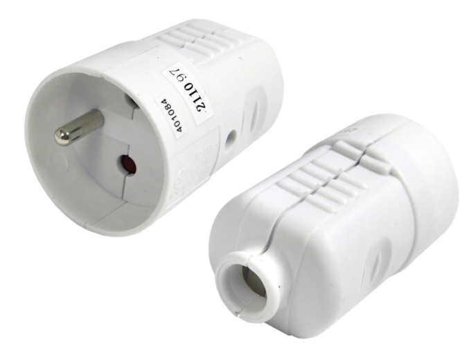 Biela zásuvka 250V/16A pre predlžovací kábel