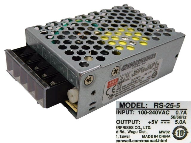 Spínaný napájací zdroj 5V / 5A RS-25-5 MEAN WELL 25W