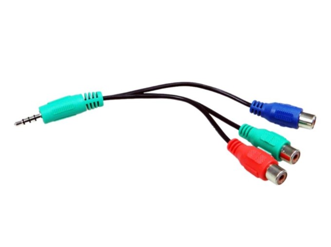 Redukčný kábel 3.5mm jack 4-pólový na 3xCINCH R+G+B 0.1m Sencor