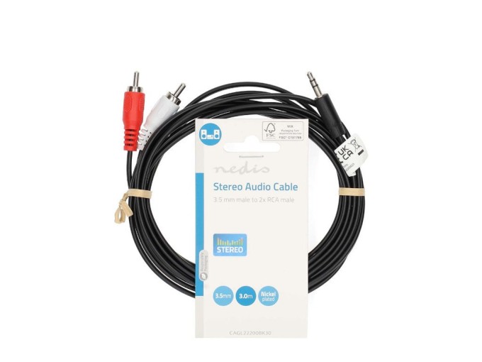 Kábel 3.5mm jack na 2xCINCH 3m CAGL22200BK30 Nedis