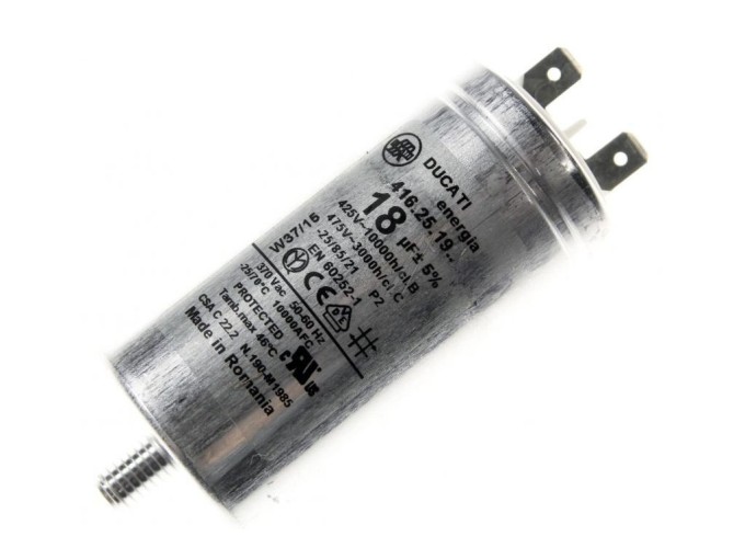 Rozbehový kondenzátor 18 μF 450V DUCATI s konektory