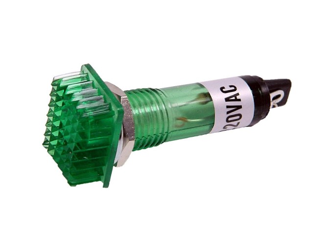 Zelená kontrolka s doutnavkou 230V AC