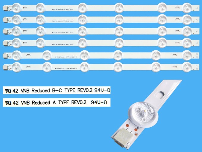 LED podsvit 374mm sada Vestel 23283028AL - 4 ks type A + 2 ks type B-C