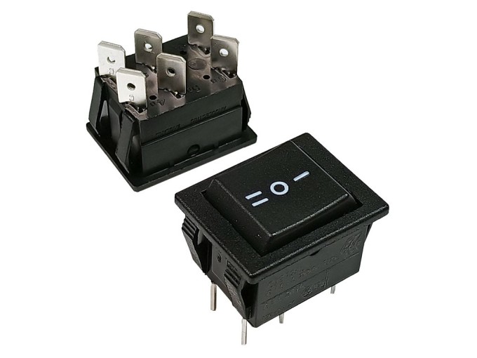 Kolébkový vypínač BULGIN AE-C1572ALBBO černý (ON)-OFF-(ON) 16A 250VAC