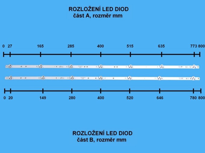 LED podsvit sada Vestel 17DLB43VER11 - 3 pásky 800mm pre 43" TV