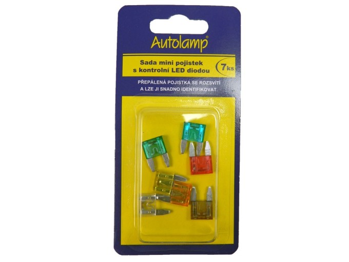 Sada mini poistiek AUTO s kontrolnou diódou 7ks