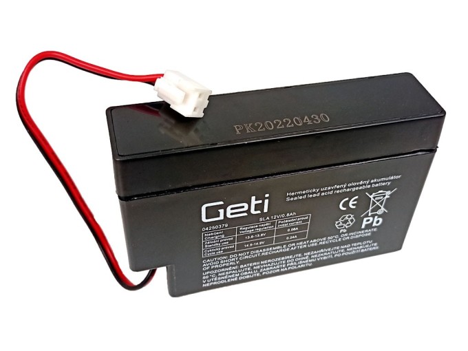Geti 12V 0,8Ah Olovený Akumulátor s Kabelem