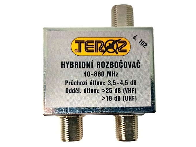 Hybridný anténny rozbočovač TV s 2 výstupy č.102 F