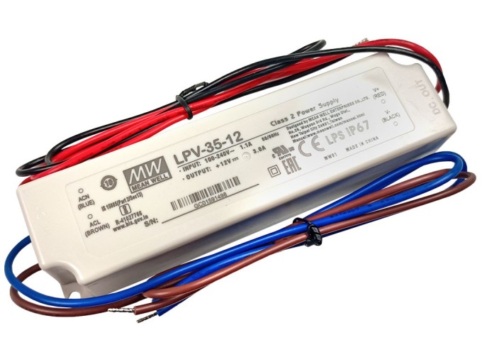 LED Napájač 35W 12V / 3A Mean Well LPV-35-12