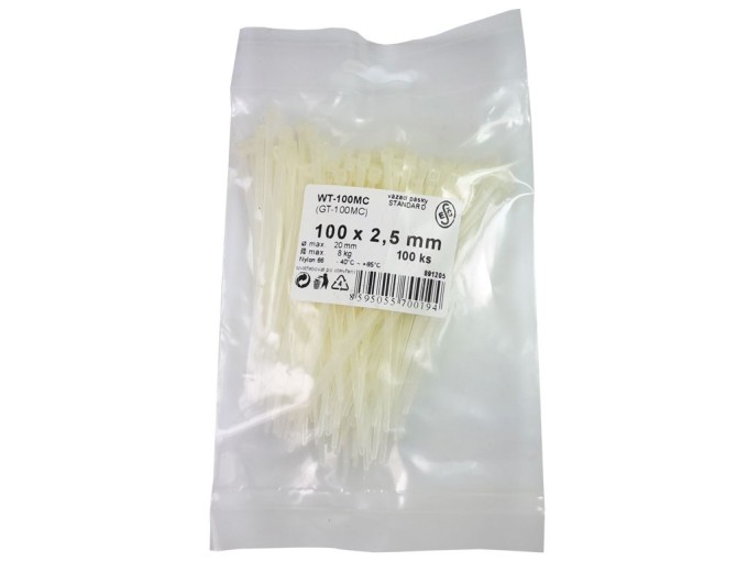 Sťahovací pásik 100mm biely, balenie 100ks